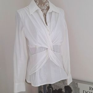 White Criss Cross Business Blouse